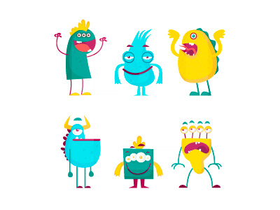 Monsters characters art character color design draw flat freelancing illustration illustrator monsters portfolio