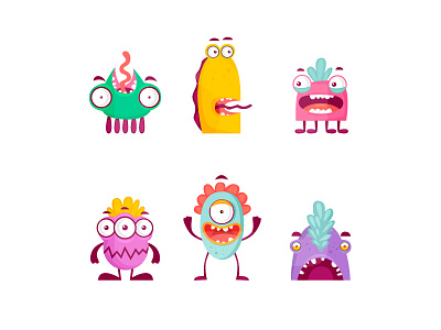 Monsters characters art character color design draw flat freelancing illustration illustrator monsters portfolio