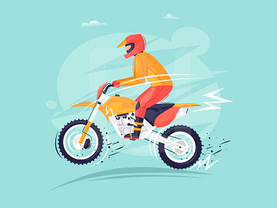 Motocross character color flat illustration illustrator isolated modern motocross pixel portfolio vector