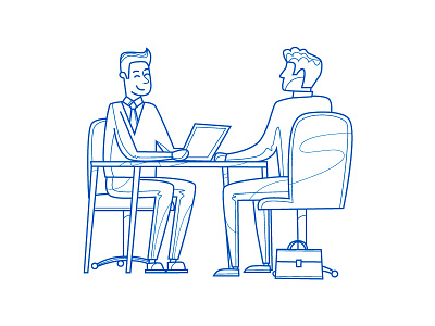 Interviewing cartoon character design flat illustration interviewing job line office life portfolio vector work