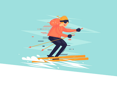 Skier character color design draw exstrim flat flatdesign freelancing illustration illustrator modern mountain pixel portfolio skier snow speed sport vector winter