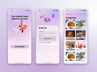 Food delivery app design app food inspiration mobile app purple redesign shop shot ui design