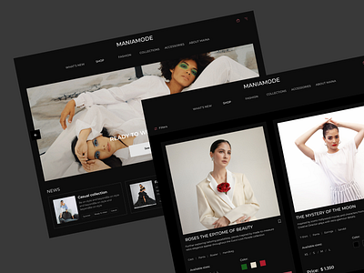 Fashion Website / Dark Mode branding cart chanel clothing dark dark mode e commerce fashion gucci hot minimal modle night product style trend ui ui design visual design web design