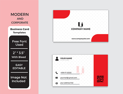 Red clour business card design business business card business card disign card design red visiting card