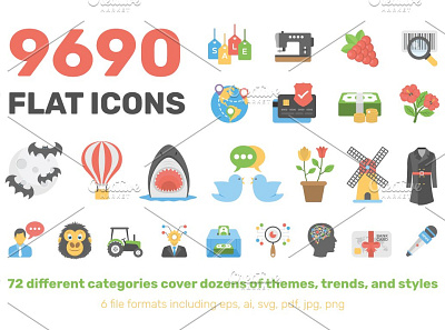 9690 Flat Icons Pack design icon illustration logo vector