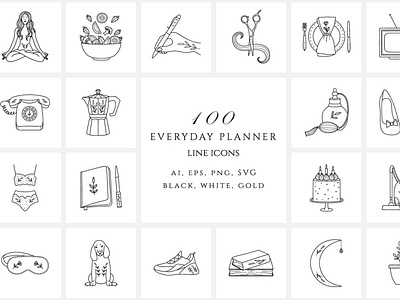 Everyday Planner Line Icon Set