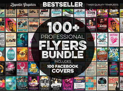 100+ Flyers Bundle + Covers branding design icon illustration logo typography vector
