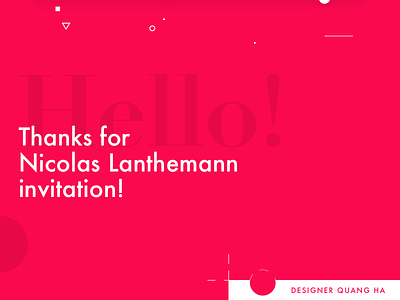Thank you, Nicolas Lanthermann debut dribbble first shot invite thank you thanks typography