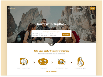 Landing page design for traveling