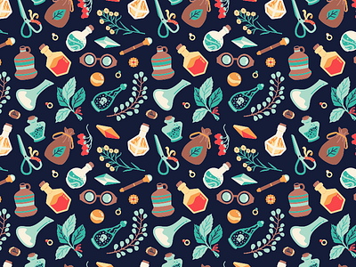 Alchemist pattern colorful dnd dungeons and dragons flat design pattern