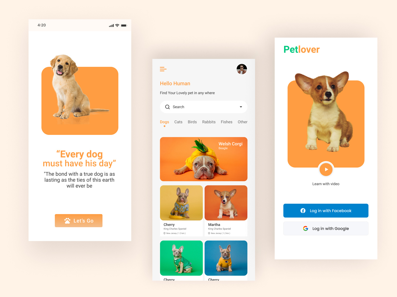 Pet apps design by Liz_Design on Dribbble