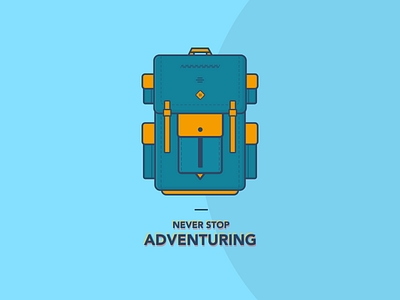 Never Stop Adventuring adventure art backpacker backpacking bag dribbble flat icon illustration inspiration popular vector
