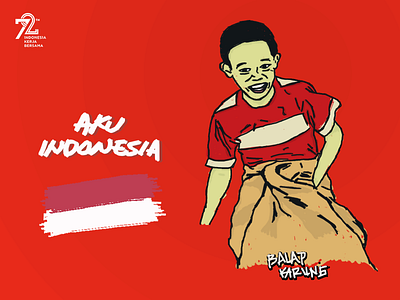 Aku Indonesia : Balap Karung 17 agustus agustusan art flat icon illustration indonesia inspiration merdeka popular vector