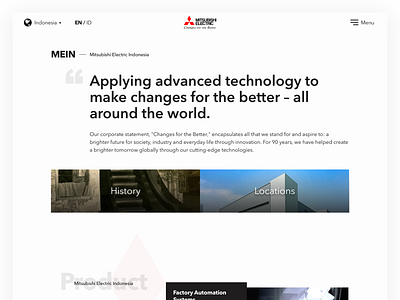 About Us - Mitsubishi Electric Indonesia (v1.0 - Concept Design) branding company profile design landing page landing page concept landing page design layout layout design typography ui ux web design