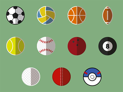 Flat icons sport balls