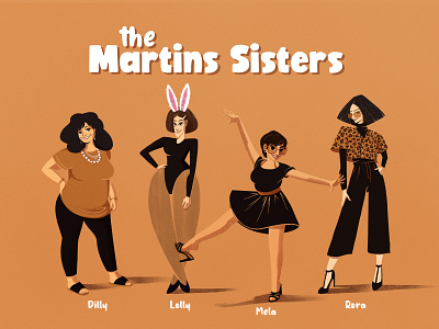 The Martins Sisters 2d character character design curves cute design family illustration lineup pose sexy tv show women