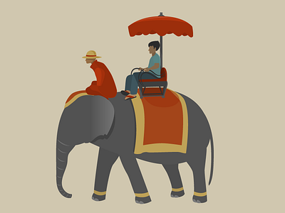 Elephant Ride elephant illustration people ride umbrella vector