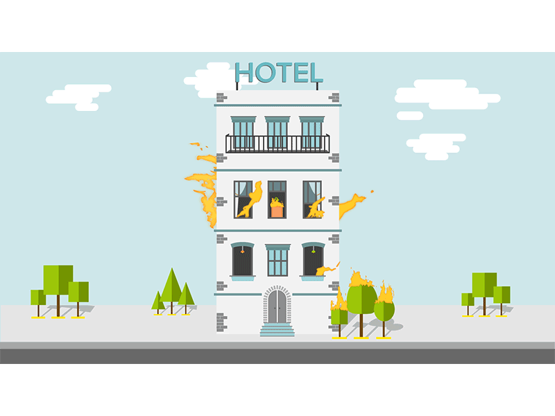 Hotel On Fire animated build building fire gif hotel safety trees