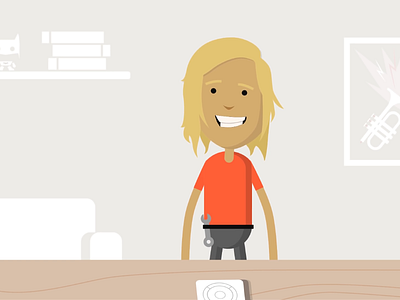 We Fix - Anim 1 - Alex animation blonde character design desk illustration male motiongraphics room spanner tech vector