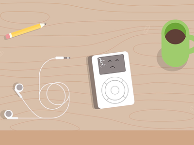 WeFix - Anim 1 - desk animation character coffee design desk earphones illustration motiongraphics pencil room tech vector