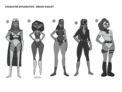 AskMaryJ Character Exploration - Rough 2d brand branding cape character character design design female hero illustration mascot mask photoshop rough sketch stylised superhero