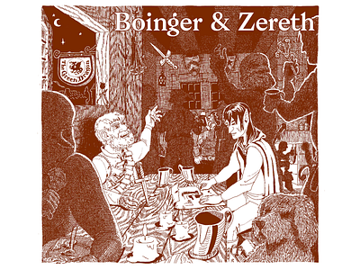 Boinger & Zereth at the Green Dragon drawing fantasy illustration