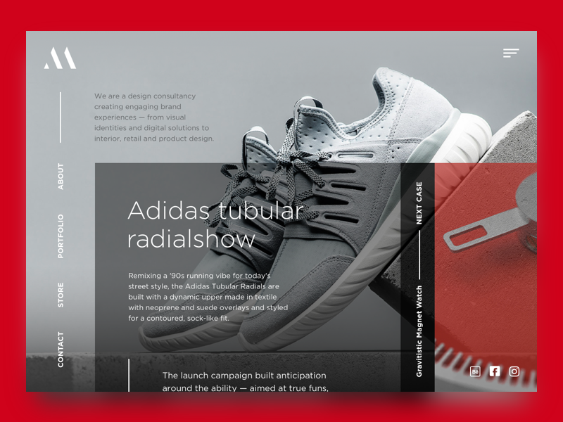 Meansync freebie principle animation about store adidas portfolio case shoes sneakers