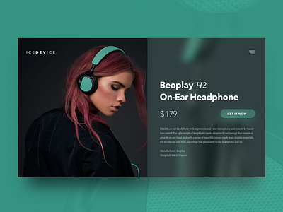ICEDEVICE card dashboard ecommerce freebie green headphone interface mockup product psd sketch
