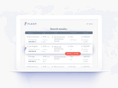 Flexy Booking app clear booking conference flight flight booking map product reservation search result travel ui