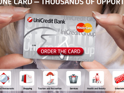 UniCredit Bank button card gray header icon interface loyalty order ui unicredit web web design website