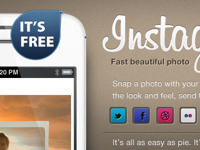 Instagram Homepage alternative appstore broun button facebook flickr homepage icon instagram interface iphone networks signin signup social twitter white