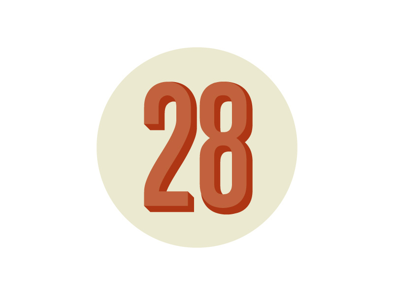 28 Springs Icon 28 numbers restaurant icon typography flat