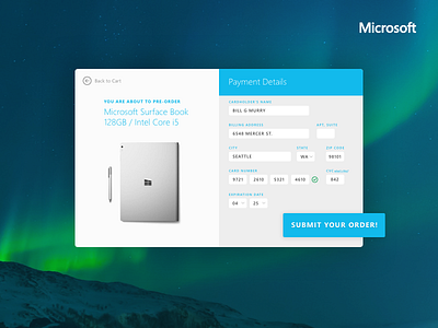 dailyUI 002- Credit Card Checkout book card challenge checkout credit daily microsoft surface ui