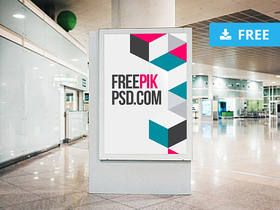 Free airport poster mockup