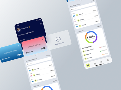 Personal Finance Tracker app bank card design finance mobile ui ux