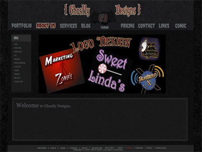 A Ghastly Design bat dark layout logos web design