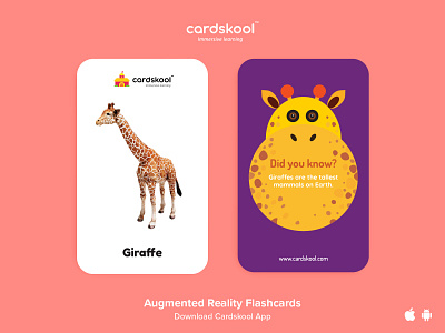 Cardskool Card Design (Giraffe) cards cardskool flashcards giraffe graphicdesign illustration kids app kids art play