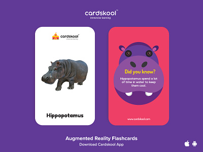 Cardskool Card Design (Hippopotamus) augmentedreality cardskool cute design flash card flashcards graphic design hippopotamus illustration kids learning app