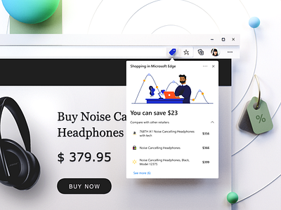 Shopping on Microsoft Edge 3d blender edge illustration microsoft shopping ui ux