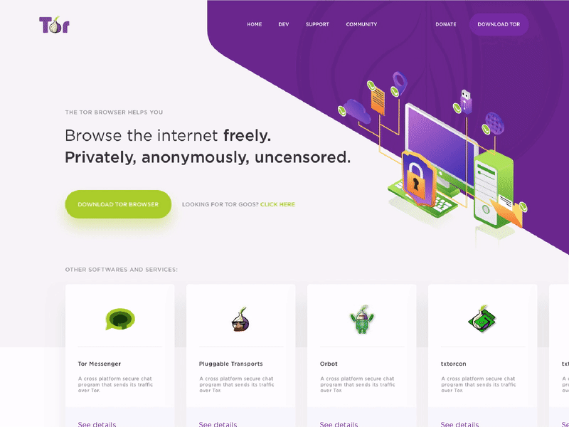 Tor Landing Page Concept landing network page security tor