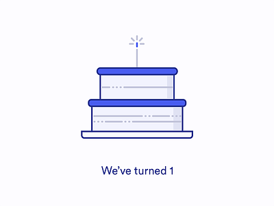 We've turned 1! 1 year agency birthday cake graphic design illustrations linear year