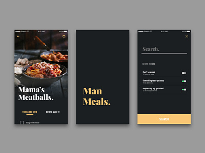 Man Meals App app design food food app men mobile ui user interface ux