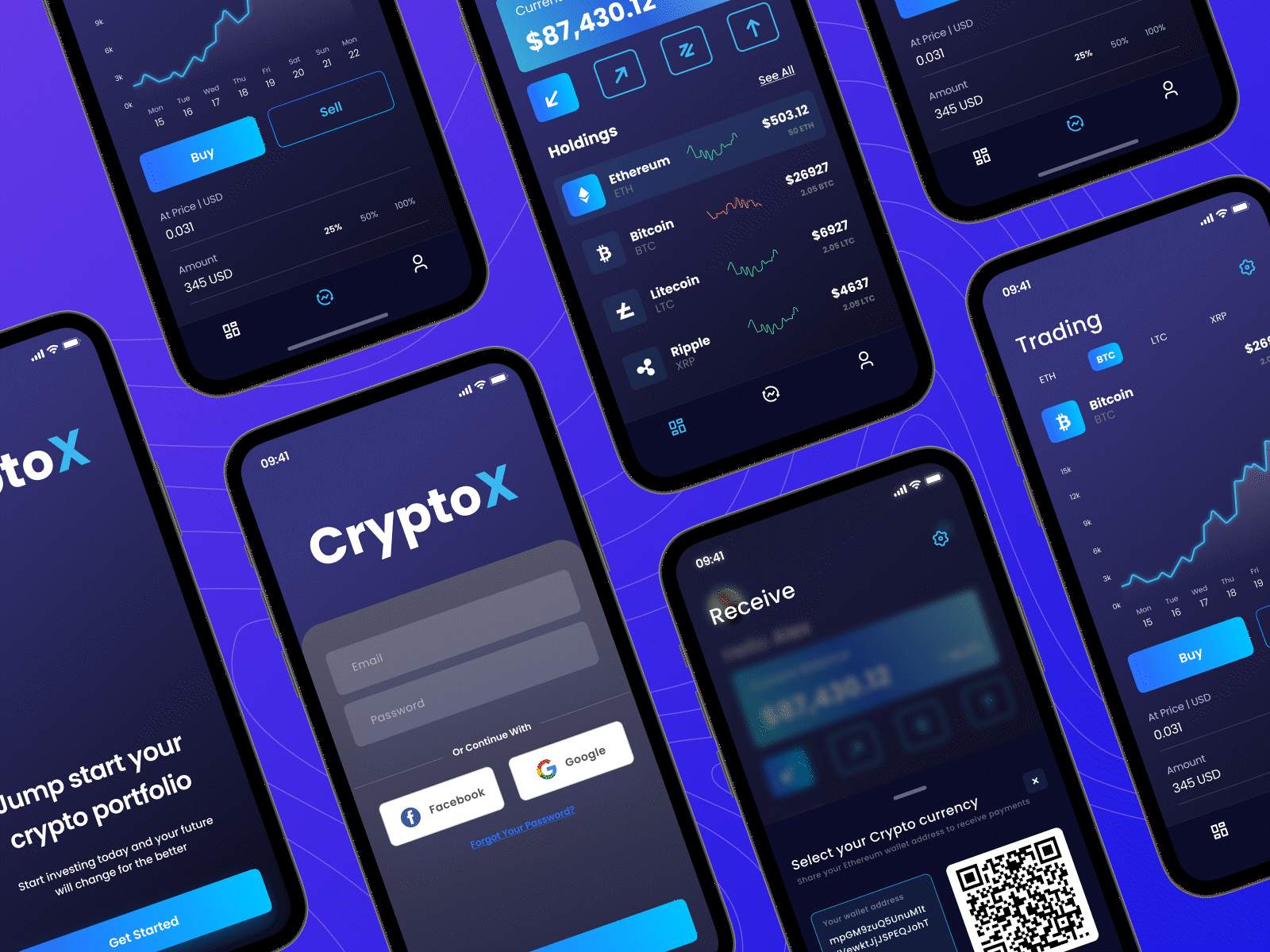 CryptoX crypto wallet app app app design crypto currency ui design user interface wallet