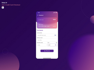 Daily UI 002 | Credit Card Checkout app checkout daily ui dailyui design figma mobile ui uidesign uxui