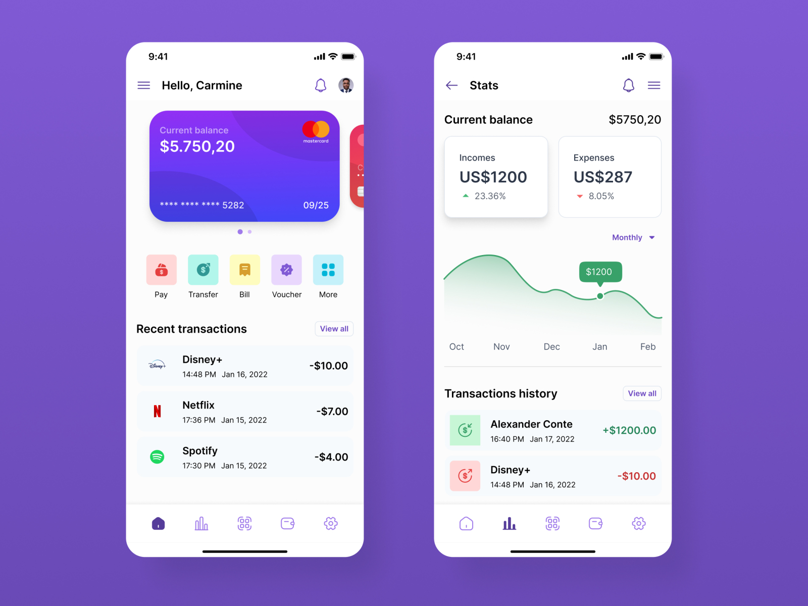 UI Marathon #14 | E Wallet by Agustina Hermida on Dribbble