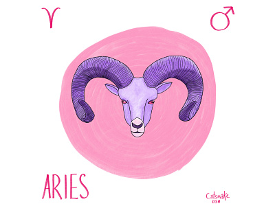 Aries astrology drawing editorial illustration stationery surface