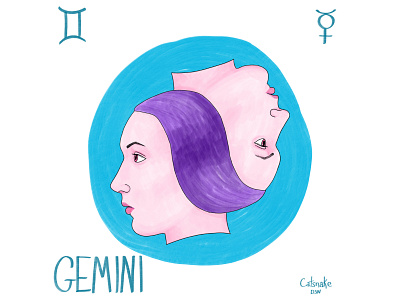 Gemini astrology drawing editorial faces illustration people stationery surface