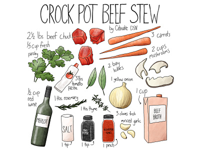 Beef Stew drawing illustration instructional illustration