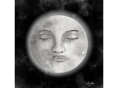 Moon celestial drawing illustration ink