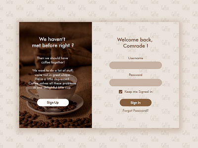 Daily UI #001 - Coffee Login coffee india interaction design ui design user experience design